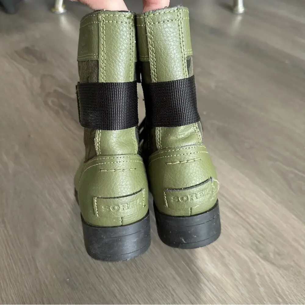 Sorel Kid's Unisex Emelie‎ Conquest Lace Up Combat Moto Boots Size 3